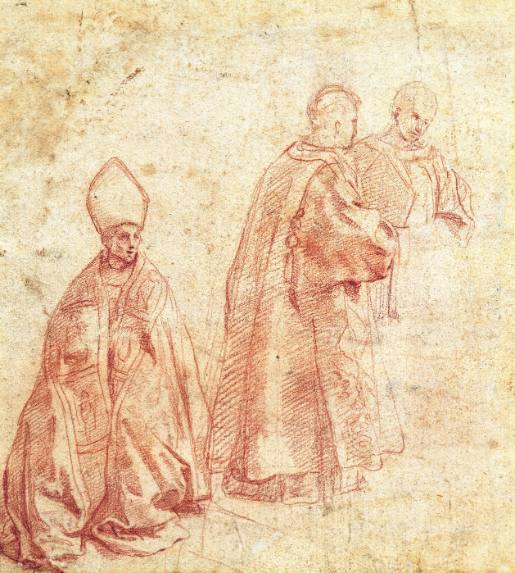 Study of a Kneeling Cardinal Bishop and of two Cardinal Deacons