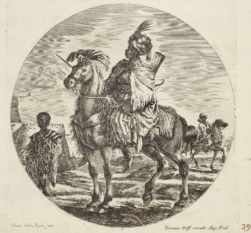 Horsewoman with Turban, Spear, Bow and Quiver on a Standing Horse