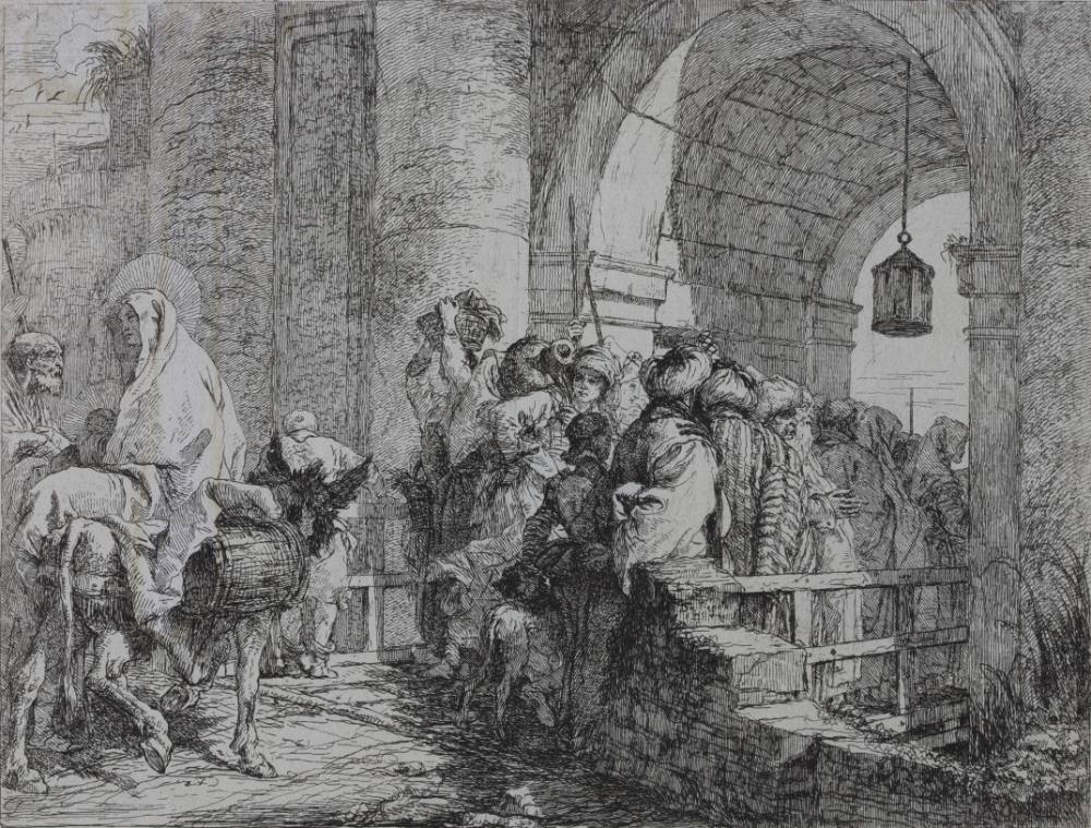 Die Heilige Familie erreicht ein Stadttor