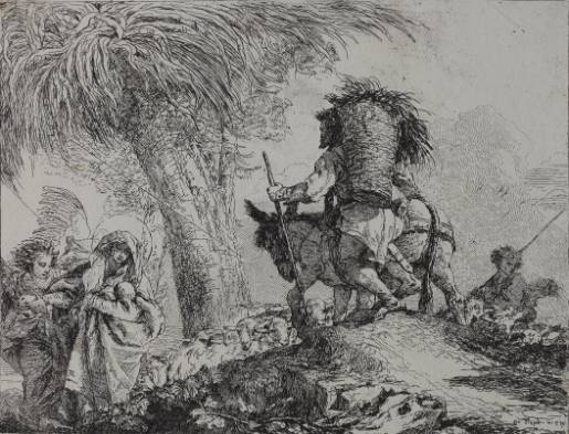 Maria, Supported by Angels, Looking to Joseph with the Wicker Basekt