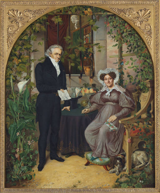 Portrait of the Artist's Parents, Dr. Karl Friedrich August Grashof and Dorothea Grashof, née Brüder, in the Arbour of their Appartment near the Friedrich-Wilhelm-Gymnasium, Cologne