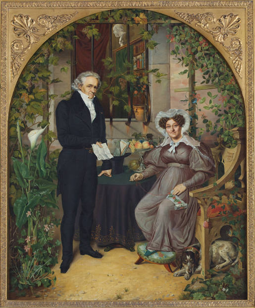 Bildnis der Eltern Dr. Karl Friedrich Georg August Werner Grashof und Dorothea Grashof, geb. Brüder, in der Laube ihrer Wohnung am Friedrich-Wilhelm-Gymnasium Köln
