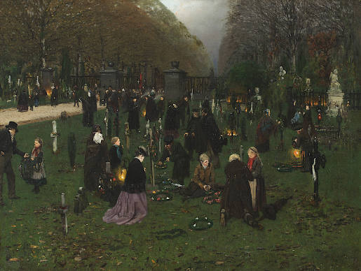 All Souls' Day at a cemetery in the Rhineland