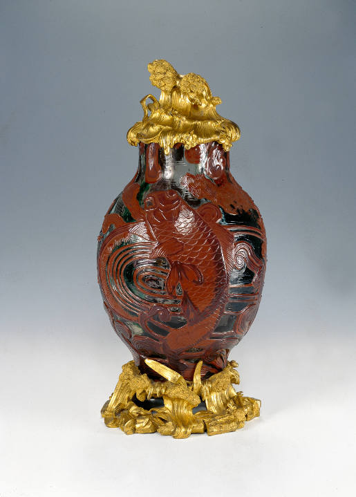 Vase with carp and gilt mounts