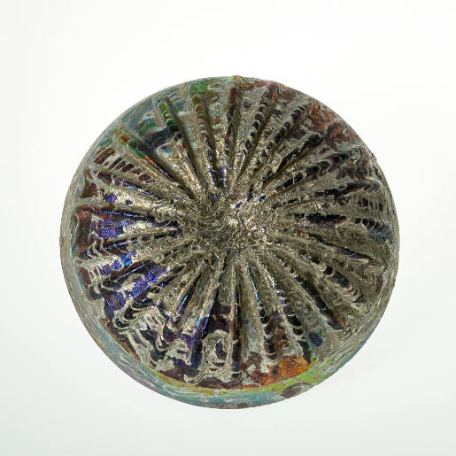 Ribbed mosaic glass bowl