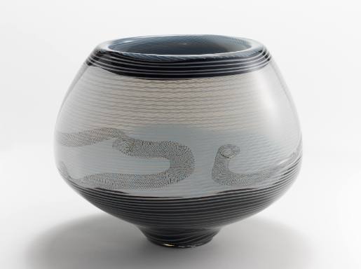 Vase with threaded decoration