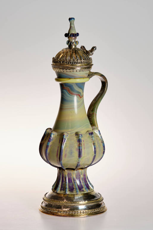 Ribbed "calcedonio" pitcher with silver-gilt mounts