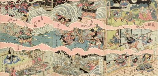 Scenes from the historical Narration and the Play Kanjin-chō. Yoshitsune ichidaiki (Events in the Life of Yoshitsune, 1159–1189)