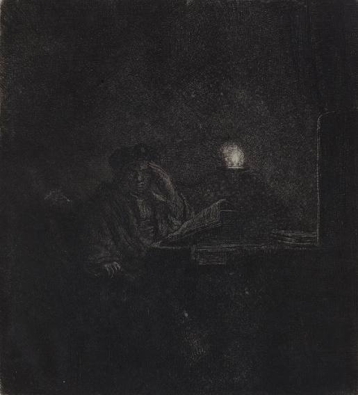 Student at a Table by Candlelight