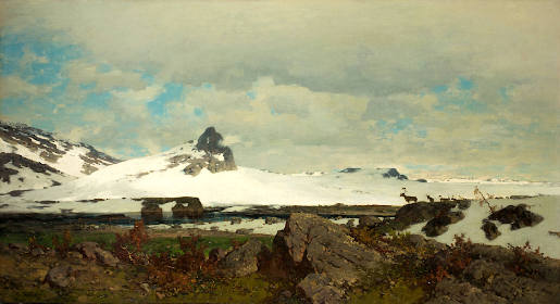 Nordic Landscape with Reindeer
