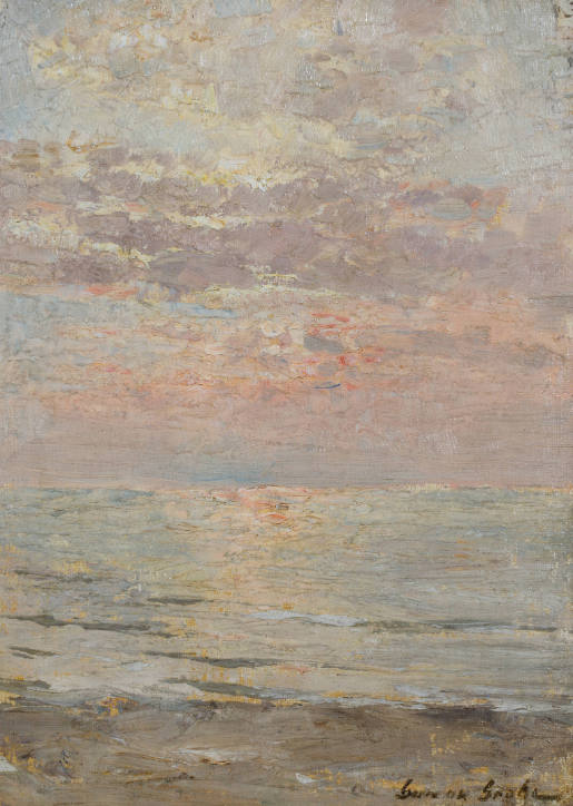 Atmospheric Seascape in Pink Light