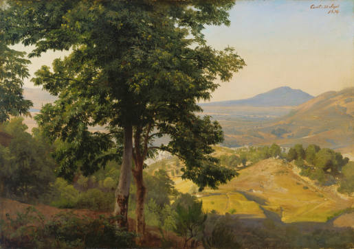 "Italian Landscape" – View to the South from the Serpentara to the Alban Hills with Monte Artemisio, Chestnuts in the Foreground