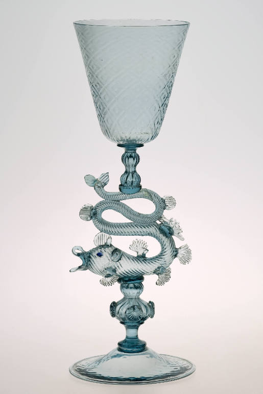 Goblet with fish-shaped stem