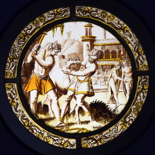 Roundel with feast upon the return of the prodigal son