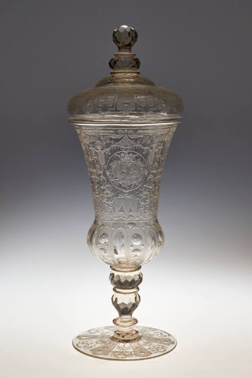 Tall covered goblet with alliance crests of the von der Asseburg family