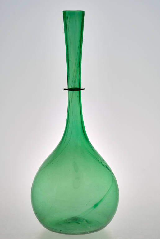 Green bottle-shaped vase