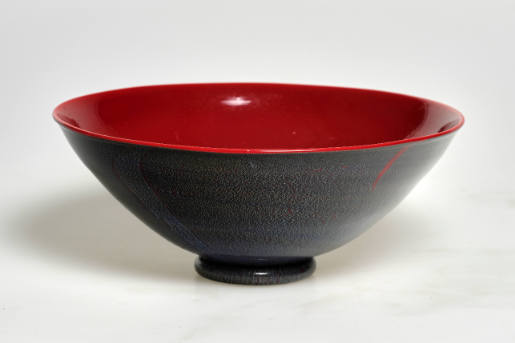 Red bowl with craquelure