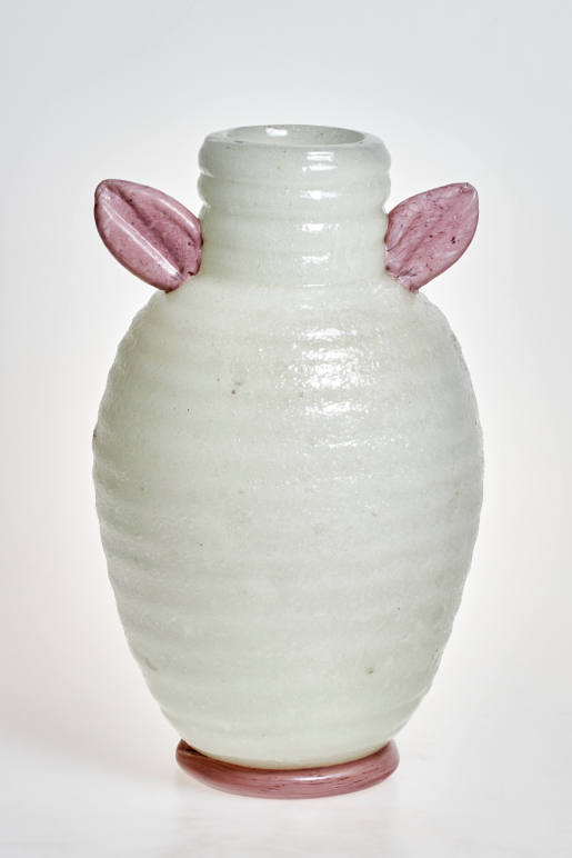 "Pulegoso" (bubbly) vase with leaf-shaped handles