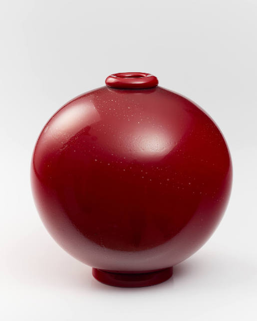 Red spherical vase