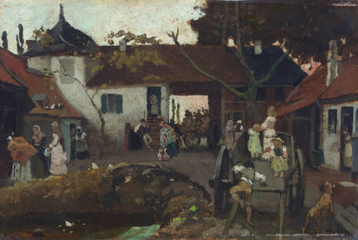 Christian Ludwig Bokelmann, Aufbruch der Auswanderer - Ölskizze, Kunstpalast, Düsseldorf, Inv.-…