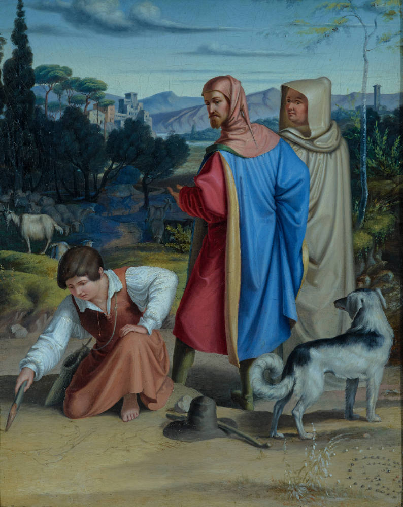 Ernst Joachim Förster, Giotto als Hirtenknabe, ca. 1833, Öl auf Leinwand, 32,5 × 26 cm