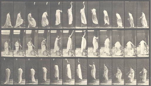 Animal Locomotion, Females (Semi Nude) & Children, Plate 459, Stepping on Chair Reaching up and Descending