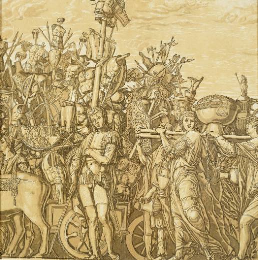 Der Triumph des Julius Cäsar 12 Blatt m. Text u. Säulen nach Andrea Mantegna