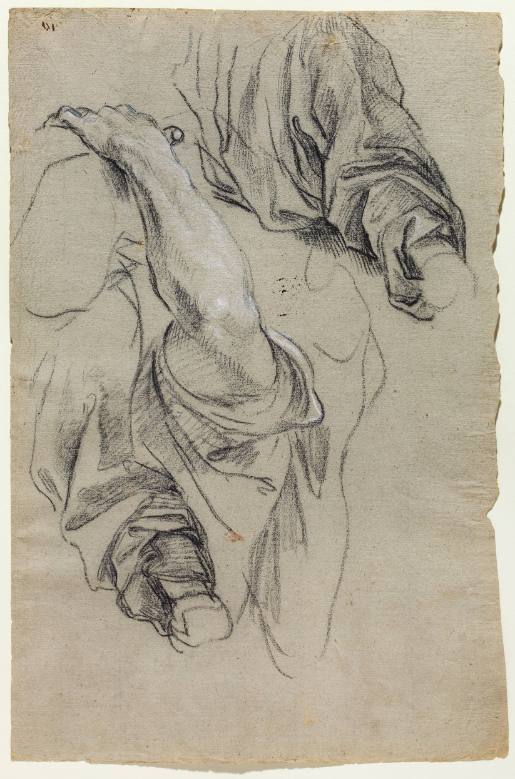 Drapery Study for Zechariah and a Study of a Raised Arm
