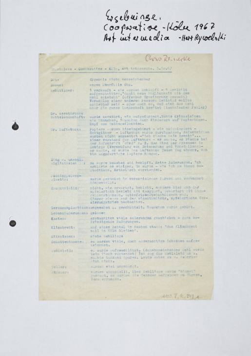 Ergebnisse – Cooperative – Köln, art intermedia, 5.10.67 (Blatt 1)