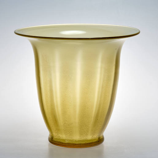 Yellow ribbed vase