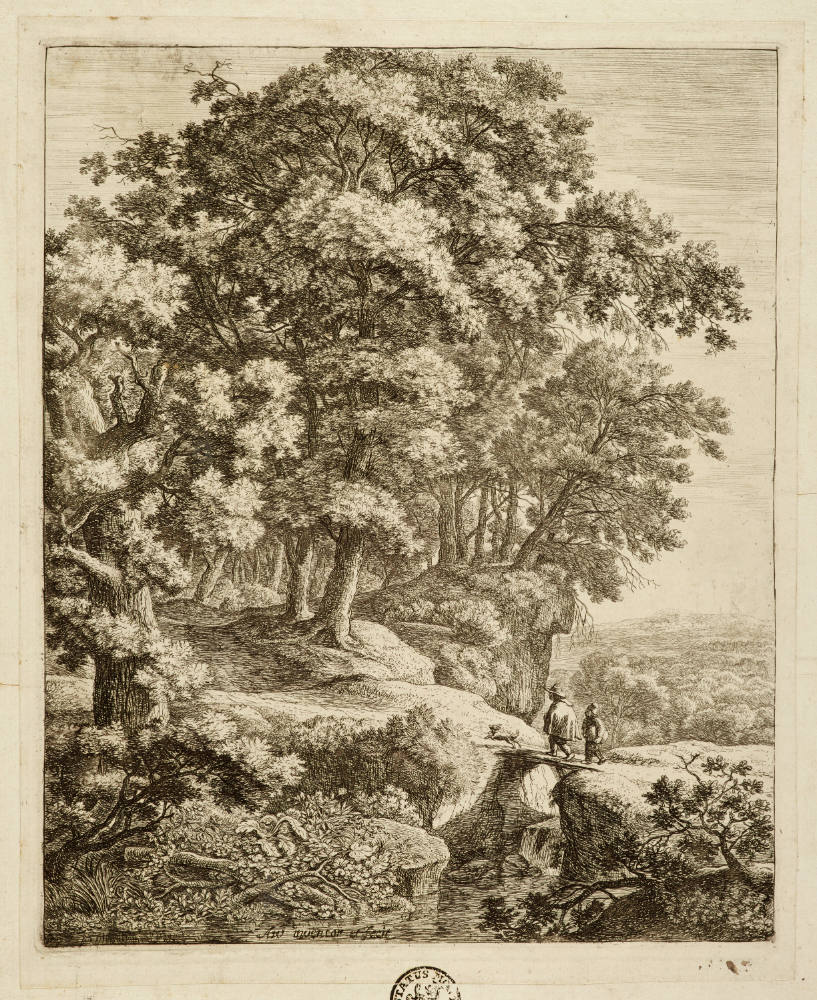 Landschaft mit zwei Wanderern