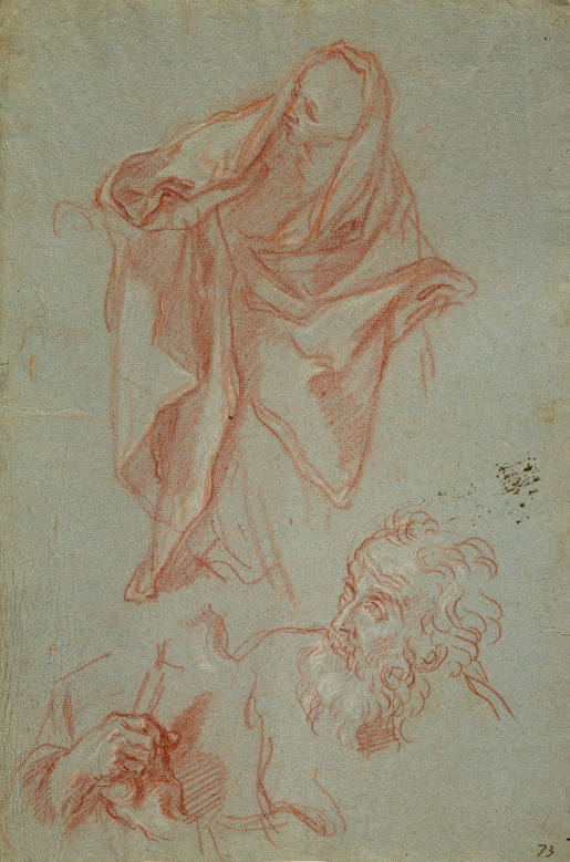 Study for Drapery and Sketch of an Old Man Looking to his Upper Left