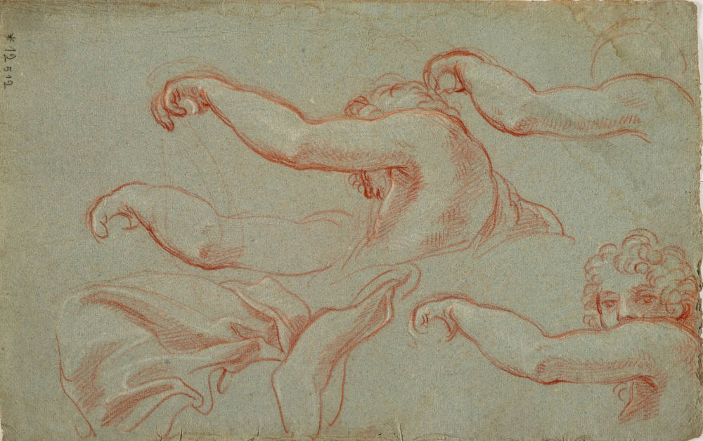 Studien eines emporgehobenen Arms für das Deckenbild in der Galerie des Palazzo Patrizi in Castelgiuliano