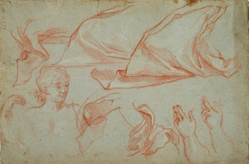 Studies of a Head, a Drapery and Hands