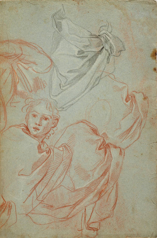 Studies for Draperies and a Head