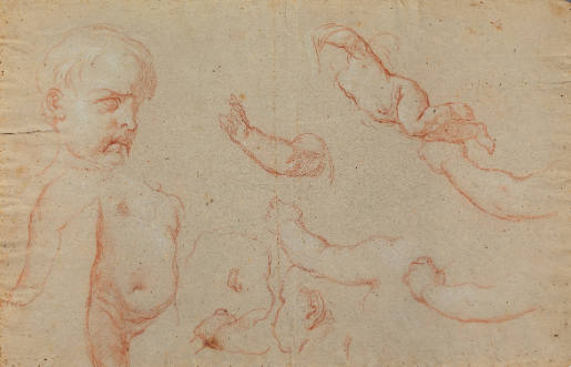 Copies after Duquesnoy and Studies for the Putti beneath the Medallion of Consantine (recto)