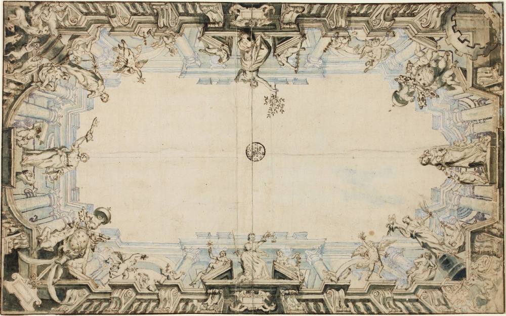 Studie der Decke der Sala Clementi im Apostolischen Palast