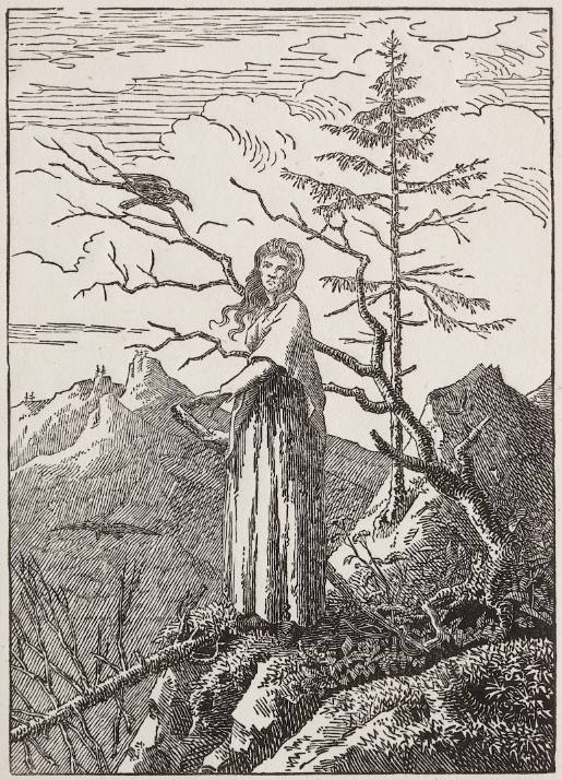 Woman with a Raven on a Precipice